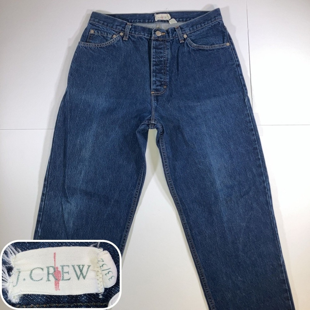 Vintage J.Crew Oarsman Jeans Mens 33x32 Blue Denim Tapered Leg Made in USA